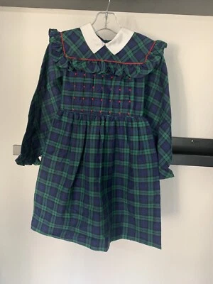 Vestido Vintage Polly Flinders Calado a Mano Verde a Cuadros Talla 6 Foto 1 de 4