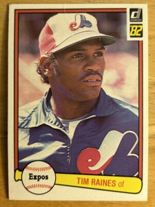 1982 Donruss Tim Raines Baseball Card #214 Expos HOF Mid-Grade Creased
