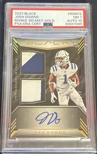 Josh Downs 2023 Panini Black Football RPA /10 Two Color Patch AUTO PSA 7 AUTO 10