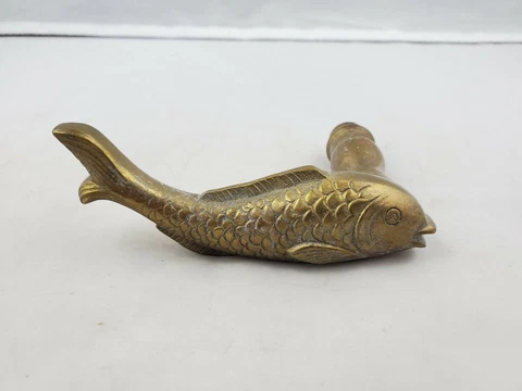 Vintage Brass Bronze Nautical Fish Left Hand LH Door Handle Pull Knob Cover