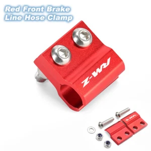 Abrazadera de manguera de línea de freno delantero CNC roja de aluminio para Suzuki RMZ250 RMZ450 2007-2024 - Imagen 1 de 12