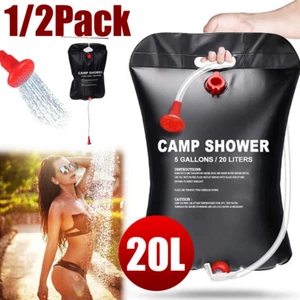 1/2Pcs Solar Shower Bag 20l Camping Sun Heated Bathing Bag Hiking Travel Outdoor - Picture 1 of 17