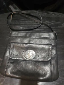 VTG ETIENNE AIGNER BLACK CROSSBODY SMALL LEATHER BAG SILVER EMBELLISHMENTS - Picture 1 of 8