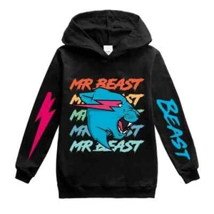 Mr Beast Lightning Cat Teens Kids Print Classic Hoodie & sPORT Suit 7-10 years - Picture 1 of 14