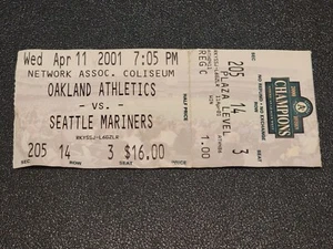 ICHIRO 4/11/2001 TICKET STAR WARS THROW 1ST PINCH HIT RARE ROOKIE MARINERS - Picture 1 of 5