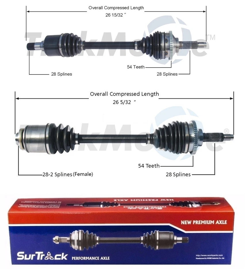 Par de ejes delanteros CV para Kia Sedona tracción delantera 2002-2005 juego SurTrack Foto 1 de 1