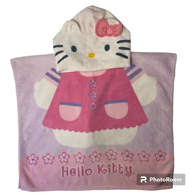 Винтажный Sanrio Hello Kitty с капюшоном пляж халат полотенце размер ребенка маленьких девочек винтажный - Изображение 1 из 4