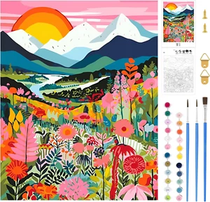 Blumen Ölmalerei Malen Nach Zahlen Kits, Malen Nach Zahlen für Erwachsene, DIY M - Bild 1 von 7