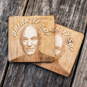 Drink it So Coaster Set of two 4x4in Raw Wood - Picture 1 of 1