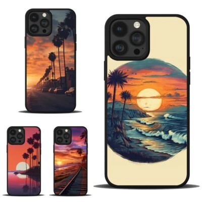 Case california beach sunset Art For iPhone 6 7 8 11 12 13 14 15 pro max - Image 1 of 4