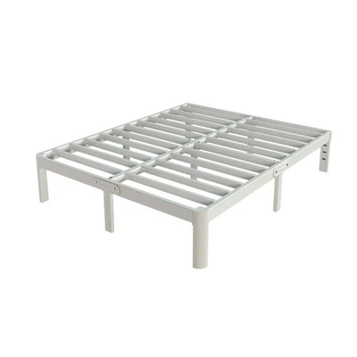 White Full Size Bed Frame 14 Inch, Metal Full Bed Frame No Box Spring Needed,... - Image 1 of 4