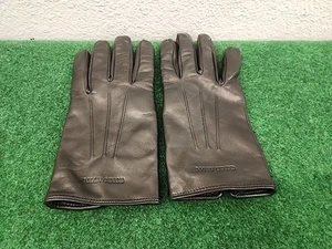 Giorgio Armani Men's Tech Napa Leather Gloves- Size M- Black- NEW - Picture 1 of 12