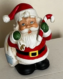 VNTG HOMCO #5101 CERAMIC SANTA CLAUSE COIN BANK CHRISTMAS w/STOPPER 6.5" - Picture 1 of 12
