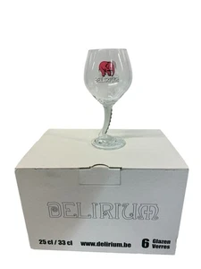 6 Bicchieri Delirium Tremens Belgio Birra 33L Rosa Elefante 7” Tronco Stelo - Foto 1 di 6