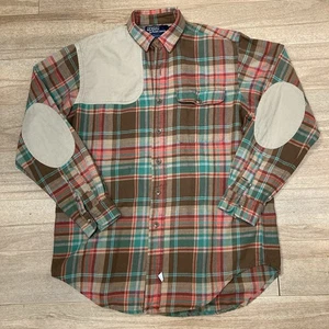 Camicia da caccia vintage anni 90 Ralph Lauren a quadri toppe polo media sportiva made in USA - Foto 1 di 9