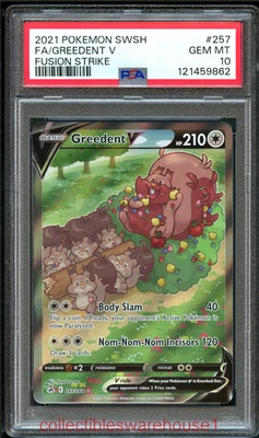 Pokemon Fusion Strike Greedent V 257 PSA 10 - Image 1 of 2
