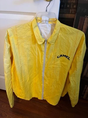 Vtg 1992 Joe Camel Tyvek Zip Up Windbreaker Jacket Size XL Yellow Lightweight - Image 1 of 4