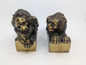 Vintage Messing schlafender Löwe Buchstützen "Antonio Canova 1757-1822" - Bild 1 von 13