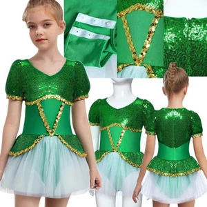 Mädchen Setzen Wettbewerb Kleid Jugend Röcke Karneval Sparkle Skaten Glänzend - Picture 1 of 20