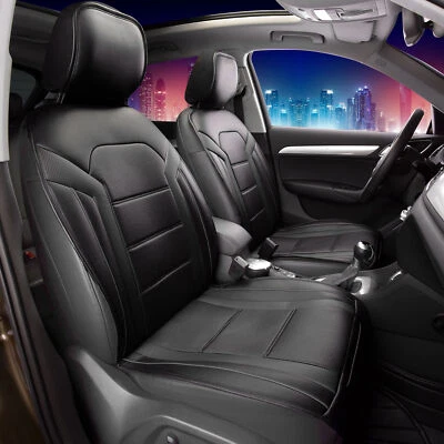 Fundas de asiento de malla de aire de cuero sintético almohadilla de cojín cubo delantero negro con alfombrilla de tablero Foto 1 de 4