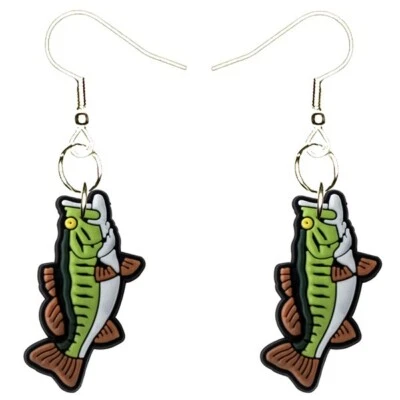 Pendientes de pesca de lubina hechos a mano hipoalergénicos enchapados en plata anzuelos Foto 1 de 4