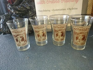 4 Coke Cola Flair Glasses Reproduction with design from the turn of the Century - Picture 1 of 2