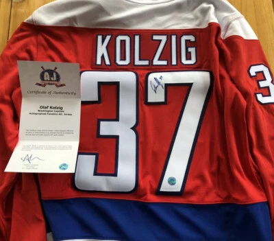 Olaf Kolzig Washington Capitals Autographed Retro Alt Fanatics® Hockey Jersey Foto 1 de 3