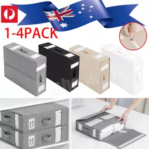 2xFoldable Bed Sheet Set Organizer Fabric Storage Bin Bedding Blankets Container - Picture 1 of 20