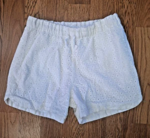 Cat & Jack White Eyelet Girls Lined Elastic Waist Walking Shorts Size Medium 7/8 - Picture 1 of 8