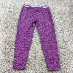 under armour youth girls size XL leggings logo printed pink purple - Picture 1 of 8