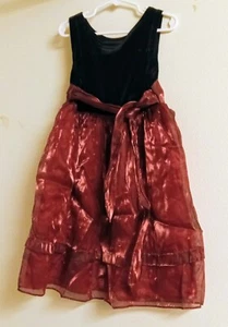 Girl Dimples Los Angeles Burgundy Black Velour Christmas Holiday Dress Size 5 - Picture 1 of 4