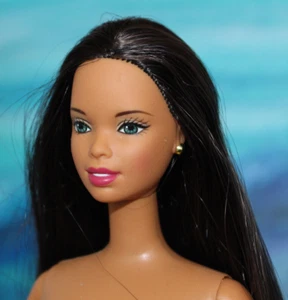 Barbie Desnuda Asha Ojos Verdes AA AAPI Multirracial Liso Pelo Negro DBox4 ÚNICO EN SU CLASE - Imagen 1 de 13