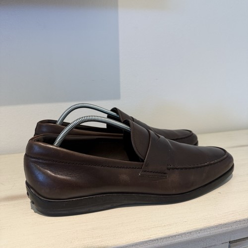 TOD’S TOD'S scarpe uomo mocassino penny pelle marrone caffè con suola gomma Italia taglia 13