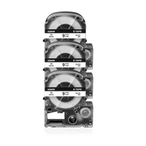 3x Black on White Label Tape Compatible with Epson SS9KW LW-300 400 500 700 3/8" - Picture 1 of 11
