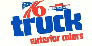 1976 Chevy Pickup Truck El Camino Factory Colors Verkaufsprospekt mit Lackchips - Bild 1 von 1