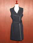 Preen Women's 14 Black Asymmetrical Zip Shift Belted Dress