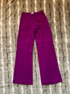 Emilio Pucci Magenta 100% Wool Wide Leg Pull On Pants Size 8 - Picture 1 of 6