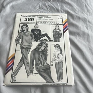Stretch And Sew Pattern Yoked Pullover And Holiday Tops 389 Vintage 1989 Uncut - Picture 1 of 4