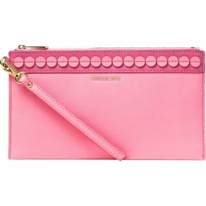 NEW! Michael Kors ANALISE Large Zip Soft Leather Clutch/Wristlet-Melrose/Tulip - Picture 1 of 2