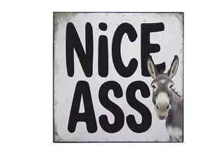 Nice Ass Donkey Funny Bathroom Toilet Restroom Sign Shelf Sitter Wall Art 5 x 5 - Picture 1 of 5
