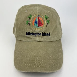 Wilmington Island NC Cape Fear Strap Back Dad Hat Cap Khaki Beige Tan Adjustable - Picture 1 of 9
