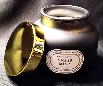 Home & Body Co Amber Moss Soy Wax Blend w/ Essential Oils 12 oz Black Candle - Image 1 of 4
