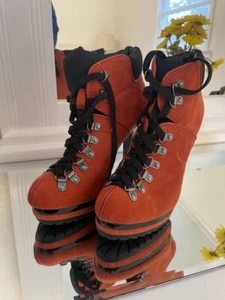 Xhilaration High Heel Boots Size 6.5 Stiletto Heel Faux Suede BURNT ORANGE - Picture 1 of 2