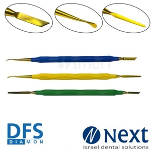 Lot x 3 Dfs modeling instrument dental lab wax carving Titanoform TIN coated - Picture 1 of 7