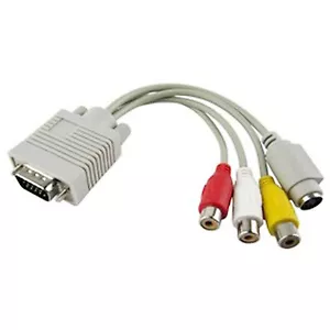 VGA SVGA to TV Converter S-Video RCA Composite Female Cable Adapter White - Picture 1 of 4