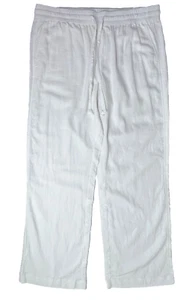 Pantalones fáciles de lino Ann Taylor para mujer L blancos tiro alto viscosa costero minimalista - Imagen 1 de 15