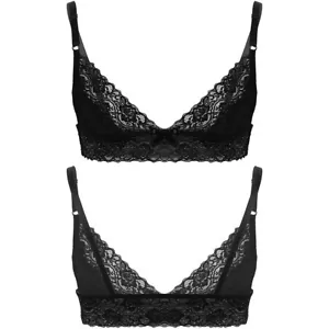 Sissy Herren Spitze Bralette BH Oberteil Blumenmuster durchsichtig Unterwäsche kurzes Oberteil Dessous Kostüm - Bild 1 von 46