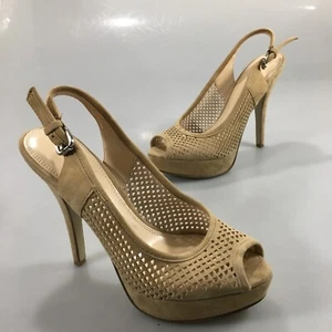 Enzo Angiolini 5.5 M Eascarla Beige Suede 4.5" Stiletto Heels Slingbacks Shoes - Picture 1 of 8
