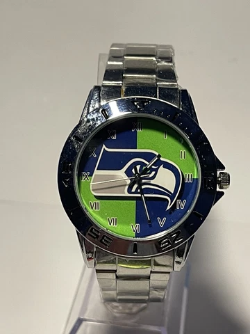 SEATTLE SEAHAWKS NFL Team Logo Stainless-Steel Men's Watch NEW Cover