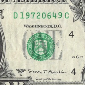 1972 Date /Event Note One Dollar Bill Fancy Serial Number D 19720649 C 2017. - Picture 1 of 12